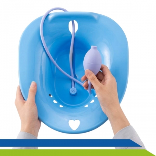 Bacia Bidê para Banho de Assento Portátil Azul Hemorroidas Longevitech - BA-AZ