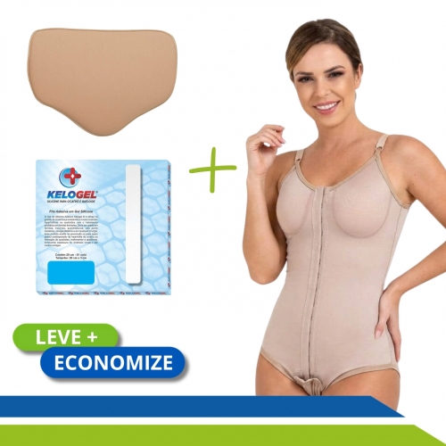 Kit Pós-cirúrgico Completo com Cinta Body Placa Abdominal e Fita de Silicone