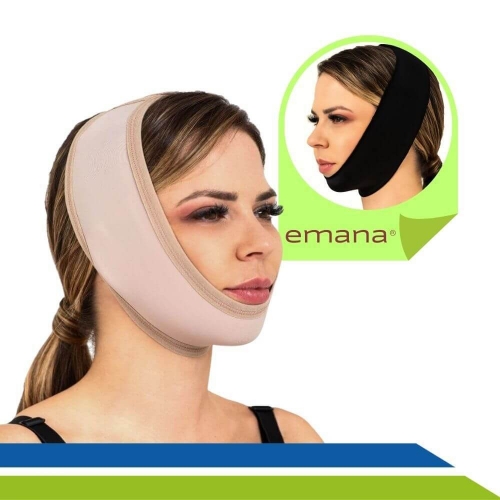 Máscara Faixa Para Lipo de Papada Mentoniana Otoplástia Tecido Emana Média Compressão - New Form