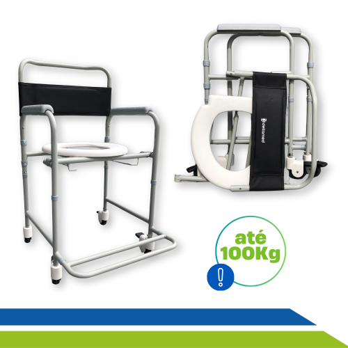 Cadeira de Banho Higiênica Dobrável Desmontável Até 100 Kg D30 Cadeirante Idoso UN
