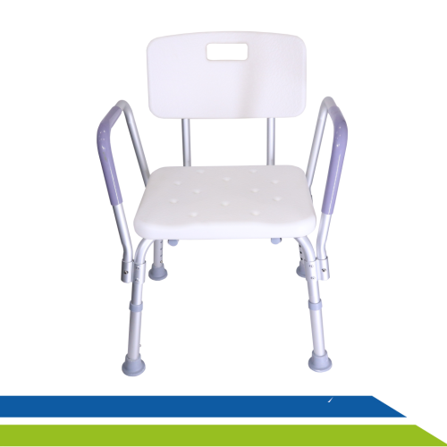 Banco Banqueta Banho Idoso com Encosto Apoio de Braços Regulável 130kg Dilepé
