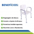 Banco Banqueta Banho Idoso com Encosto Apoio de Braços Regulável 130kg Dilepé